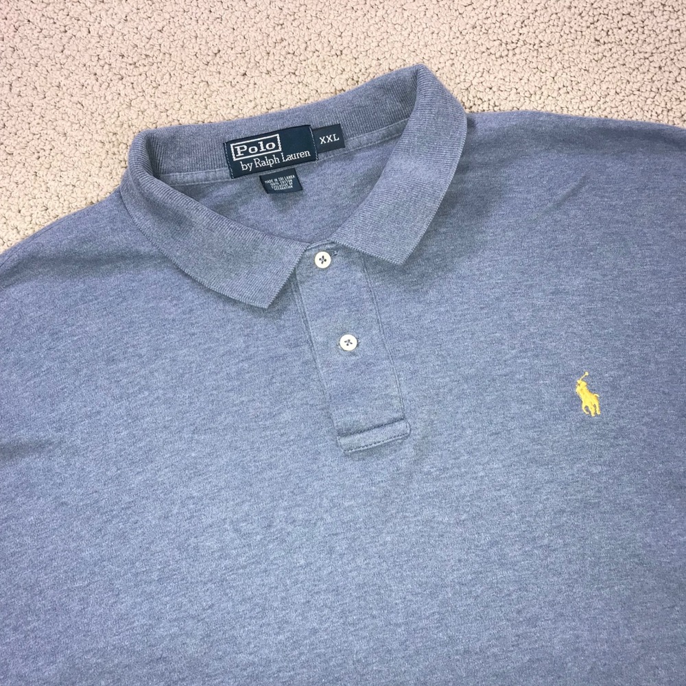 Polo Ralph Lauren Mens XXL Blue Heather Cotton Short Sleeve Pony Logo Polo Shirt
